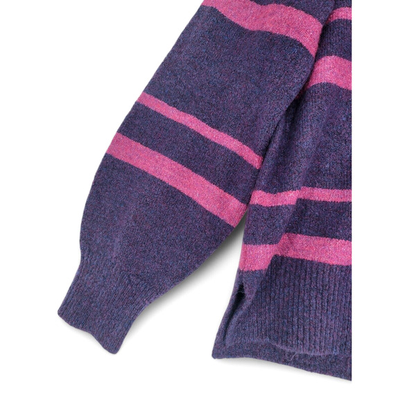 Love Ellie Womens XL‎ Sweater Acrylic Purple Pink Striped V Neck Cozy Knit Soft - Picture 3 of 5